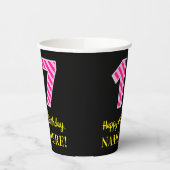 Fun Pink Stripes "17": Happy 17th Birthday + Name Papieren Bekers (Links)