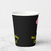 Fun Pink Stripes "1": Happy 1st Birthday + naam Papieren Bekers (Links)