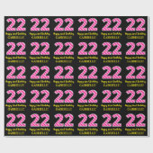 Fun Pink Stripes "22"; Happy 22nd Birthday; naam Cadeaupapier (Vlak)