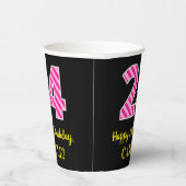 Fun Pink Stripes "24": Happy 24th Birthday + Name Papieren Bekers (Rechts)