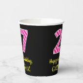 Fun Pink Stripes "27": Happy 27th Birthday + Name Papieren Bekers (Links)
