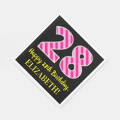 Fun Pink Stripes "28"; Happy 28th Birthday; naam Servet (Hoek)