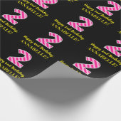 Fun Pink Stripes "2"; Happy 2nd Birthday; naam Cadeaupapier (Hoek)