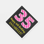 Fun Pink Stripes "35"; Happy 35th Birthday; naam Servet (Hoek)