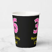 Fun Pink Stripes "36": Happy 36th Birthday + Name Papieren Bekers (Links)