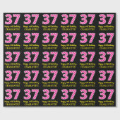 Fun Pink Stripes "37"; Happy 37th Birthday; naam Cadeaupapier (Vlak)