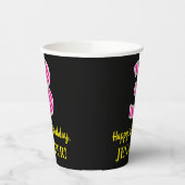 Fun Pink Stripes "3": Happy 3rd Birthday + naam Papieren Bekers (Links)