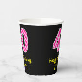 Fun Pink Stripes "40": Happy 40th Birthday + Name Papieren Bekers (Links)