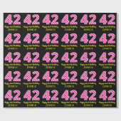 Fun Pink Stripes "42"; Happy 42nd Birthday; naam Cadeaupapier (Vlak)