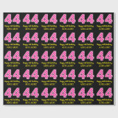 Fun Pink Stripes "44"; Happy 44th Birthday; naam Cadeaupapier (Vlak)