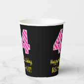 Fun Pink Stripes "44": Happy 44th Birthday + Name Papieren Bekers (Links)
