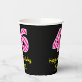Fun Pink Stripes "46": Happy 46th Birthday + Name Papieren Bekers (Links)