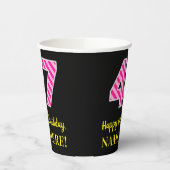 Fun Pink Stripes "47": Happy 47th Birthday + Name Papieren Bekers (Links)