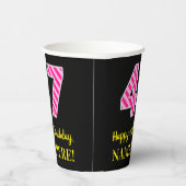 Fun Pink Stripes "47": Happy 47th Birthday + Name Papieren Bekers (Rechts)
