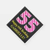 Fun Pink Stripes "55"; Happy 55th Birthday; naam Servet (Hoek)