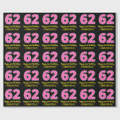Fun Pink Stripes "62"; Happy 62nd Birthday; naam Cadeaupapier (Vlak)
