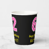 Fun Pink Stripes "62": Happy 62nd Birthday + Name Papieren Bekers (Links)