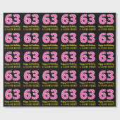 Fun Pink Stripes "63"; Happy 63rd Birthday; naam Cadeaupapier (Vlak)