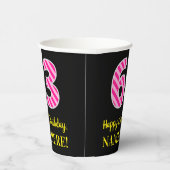 Fun Pink Stripes "63": Happy 63rd Birthday + Name Papieren Bekers (Rechts)