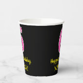 Fun Pink Stripes "6": Happy 6th Birthday + Name Papieren Bekers (Links)