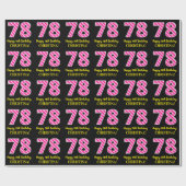 Fun Pink Stripes "78"; Happy 78th Birthday; naam Cadeaupapier (Vlak)