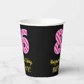 Fun Pink Stripes "86": Happy 86th Birthday + Name Papieren Bekers (Links)