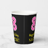 Fun Pink Stripes "88": Happy 88th Birthday + Name Papieren Bekers