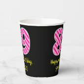 Fun Pink Stripes "89": Happy 89th Birthday + Name Papieren Bekers (Links)