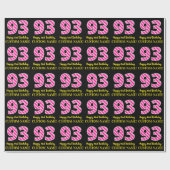 Fun Pink Stripes "93"; Happy 93rd Birthday; naam Cadeaupapier (Vlak)