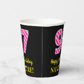 Fun Pink Stripes "97": Happy 97th Birthday + Name Papieren Bekers (Rechts)