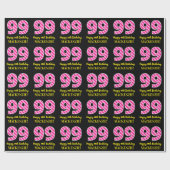 Fun Pink Stripes "99"; Happy 99th Birthday; naam Cadeaupapier (Vlak)