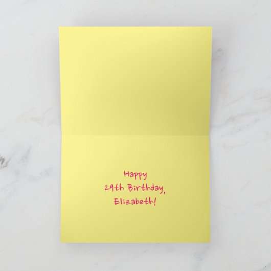 Fun Pink Stripes, Hearts, Rainbow # 29th Birthday Kaart (Binnen)