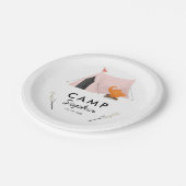 Fun Pink Tent Camping Birthday Party Papieren Bordje (Gekanteld)