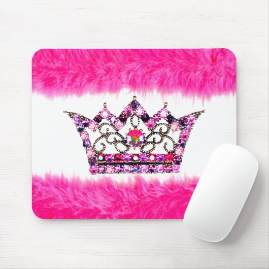 Fun Pink Tiara en Fluff mousepad Muismat (Met muis)