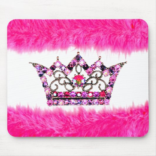 Fun Pink Tiara en Fluff mousepad Muismat (Voorkant)