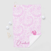 Fun Pink Tie Dye Lady Golfer Custom Name Golfhanddoek (Insitu)