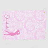Fun Pink Tie Dye Lady Golfer Custom Name Golfhanddoek (Horizontaal)