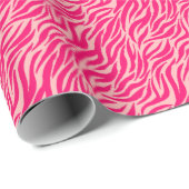 Fun Pink Tiger Stripe Pattern Cadeaupapier (Rol Hoek)