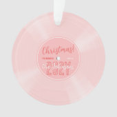 Fun Pink Vinyl Record Muziek Kerstfoto Ornament (voorkant)