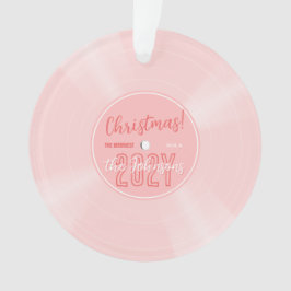 Fun Pink Vinyl Record Muziek Kerstfoto Ornament