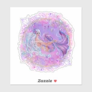 Fun Pink zeemeermin van Renee Lavoie Sticker