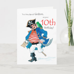 Fun Pirate 10th Birthday Kaart voor Godson