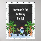Fun Pirate Birthday Party Sign Poster (Voorkant)