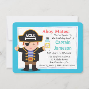 Fun Pirate Captain Boy Theme Birthday Party Kaart