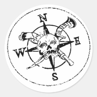 Fun Pirate Compass Logo Ronde Sticker