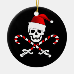 Fun Pirate Flag Santa Kerstkerstversiering Keramisch Ornament