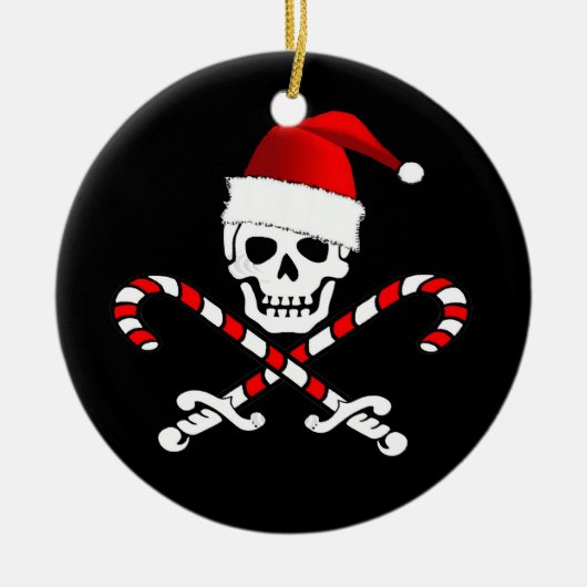 Fun Pirate Flag Santa Kerstkerstversiering Keramisch Ornament (Voorkant)