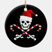 Fun Pirate Flag Santa Kerstkerstversiering Keramisch Ornament (Achterkant)