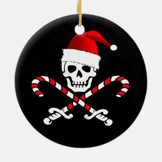 Fun Pirate Flag Santa Kerstkerstversiering Keramisch Ornament (Achterkant)