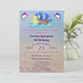 Fun Pirate Party & Ginger Cat, Sail Boat Kaart (Staand voorkant)